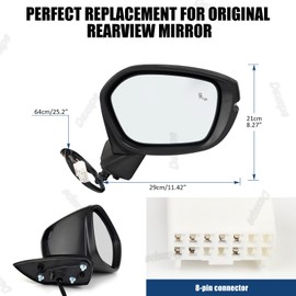 Dexepe Passenger Side Mirror Assembly Compatible with Honda Civic Touring Sport 2022-2025 Heated with Blind Spot Monitor, Turn Signal, Power Adjustable Glass Replace 76208T20A31 HO1321352 (8Pin Right)