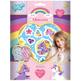 Unicorn tattoos for children: over 40 temporary metallic unicorn tattoos, unicorn gift for girls