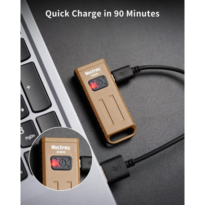 MecArmy SGN3 Mini Portable USB Rechargeable Multifunctional Keychain Flashlight|UV+RED+White Lights