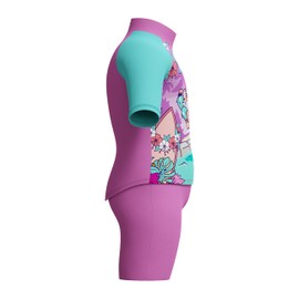 Speedo Learn to Swim Sun Protection Top e Shorts, Junior Girls, Holiday Wear, UV Protection Costume da Bagno a Due Pezzi per Bambina, Neon Violet, 2 Anni
