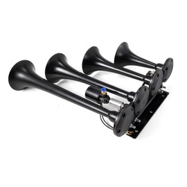 AOLIHAN Train Horn for Trucks 4 Trumpet 150DB Air Horn Super Loud Train Horn 12V/24V with Electric Solenoid Universal for Truck Car Pickup Jeep Vehicle Black
