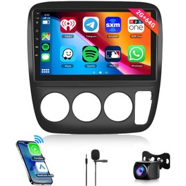 2+64G Android Car Stereo Radio for Honda CRV 1997-2001 with Wireless Carplay Android Auto, 9" HD Touch Screen in Dash GPS Head Unit Support WiFi Navigaion HiFi Audio SWC FM+Backup Camera (Manual A/C)