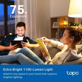 Tapo Tapo TP-Link Smart Light Bulbs, 1100 Lumens High Brightness (75W Equivalent), Matter-Certified, 16M Colors WiFi Light Bulb, Dimmable, Works w/Siri, Alexa & Google Home, A19 E26, L535E(4-Pack)