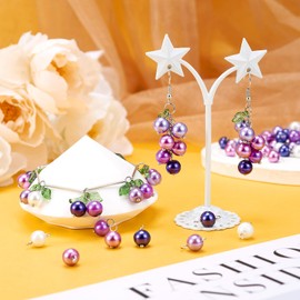 Beadthoven 120Pcs Glass Pearl Connector Charms Mini End Drop Beads Crystal Dangle Pendants Round Pearl Links with Double Loops for Jewelry Making Bracelet Earring Necklace DIY Crafts (Medium Purple)