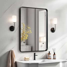 Kosmonia 36x24 Bathroom Vanity Mirror for Wall, Aluminum Framed, Farmhouse Rectangle, Anti-Rust, HD Reflection Anti-Desilvering, Distortion Free, Tempered and Shatter-Proof Wall Mounted Mirror, Black