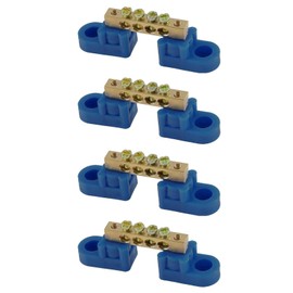 4 Pieces M4 Ground Rail, 4 Positions Grounding Rod, Brass Grounding Rods, Common Busbar Power Terminal Block, M4 Screw Terminals for Car, Boat, Marine, Caravan