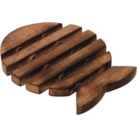 GURU JEE Handmade Wooden Trivet Fish Shape for Hot Dishes Pot Pan Tea Pot Holders