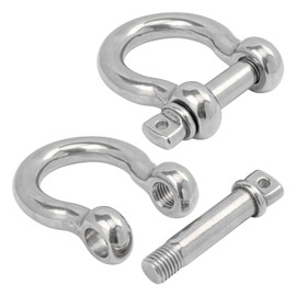 Biugaaufai 2 PCS 1 Inch D Ring Shackles, 304 Stainless Steel Anchor Shackle, 25 mm Screw Pin Anchor Shackles for Towing, Industrial, Outdoor, Vehicle Recovery(Breaking Load: 18000 lbs)