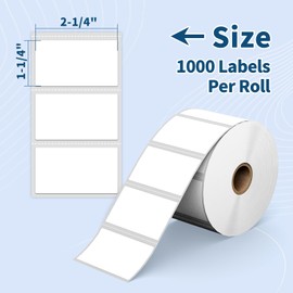 12 Rolls 2.25" x 1.25" Direct Thermal Labels, 12000 Labels 2-1/4x1-1/4 Barcode & Multipurpose Label,Self-Adhesive Address Shipping Stickers Compatible with Zebra, Rollo, Munbyn Thermal Labels Printers