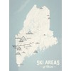 Maine Ski Resorts Map 18x24 Poster (Beige & Opal Blue)