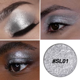 FOCALLURE Eyes On Me Pressed Powder Eyeshadow, Glitter Eye Makeup & Highlight, Long-Lasting, High Pigmented Single Shade Eye Color, Shimmery Finish, Hypoallergenic, SL01 Cinderella