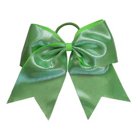 "Handmade" NEW "SPARKLE DOTS Neon Green" Cheer Bow Pony Tail Ribbon Hair Bows Cheerleading