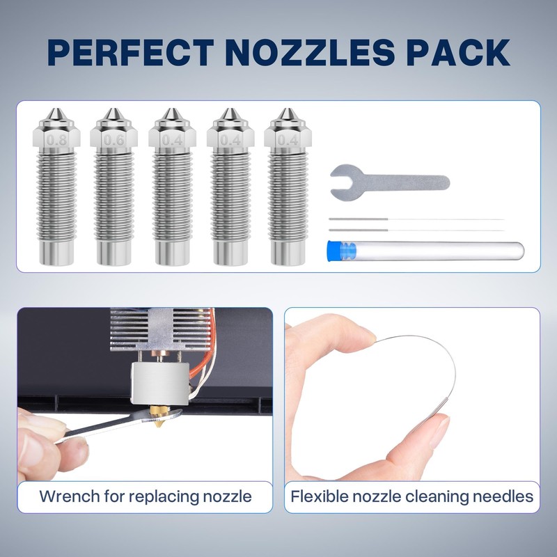 ELEGOO 5pcs Harden Steel Nozzles for Neptune 4 Plus/Max, Wear-Resistant