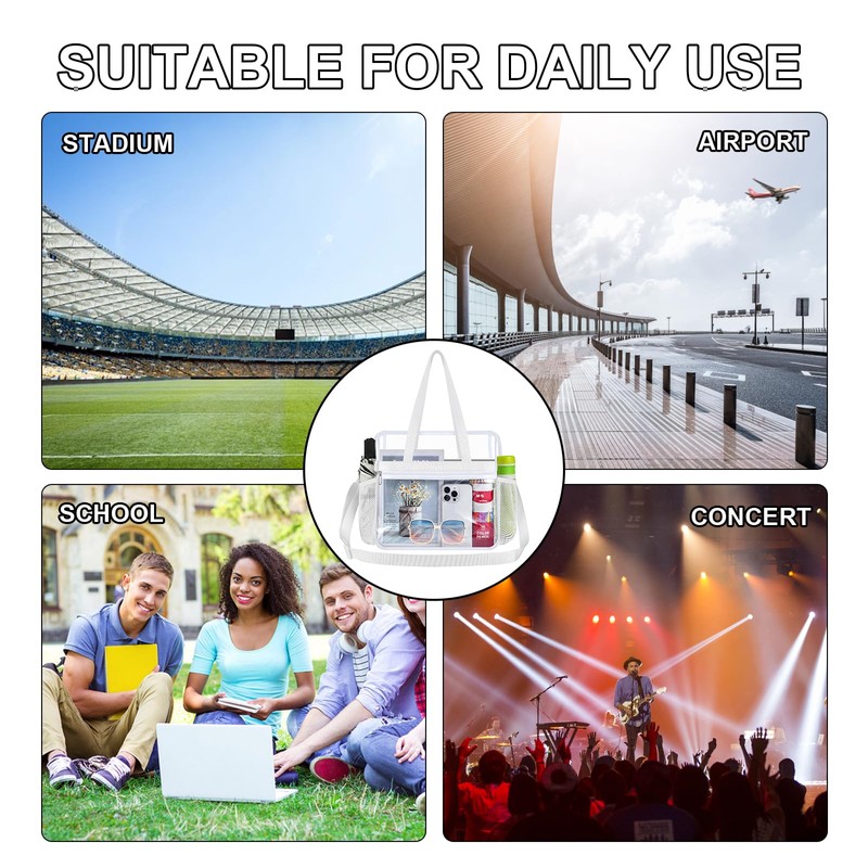Oraben Clear Bag Stadium Approved 12x6x12 Tote Bag with Removable