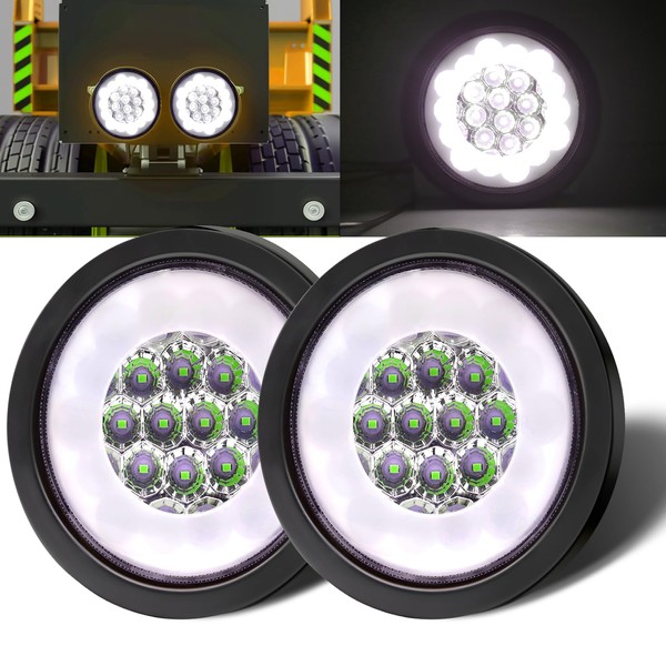 Ourbest 4 Inch Round Trailer Rear Tail Lights Kit, 24led
