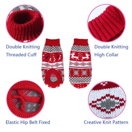 Vehomy Dog Christmas Sweaters Pet Winter Knitwear Xmas Clothes Classic Warm Coats Reindeer Snowflake Argyle Sweater for Kitty Puppy Cat-XS