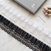 2 Inch Black Chiffon Lace Ruffle Trim 2-Layer Pleated Edge