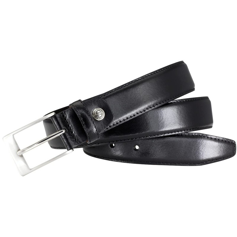LINDENMANN Men's Suit Leather Belt 35 mm Cowhide Black, black