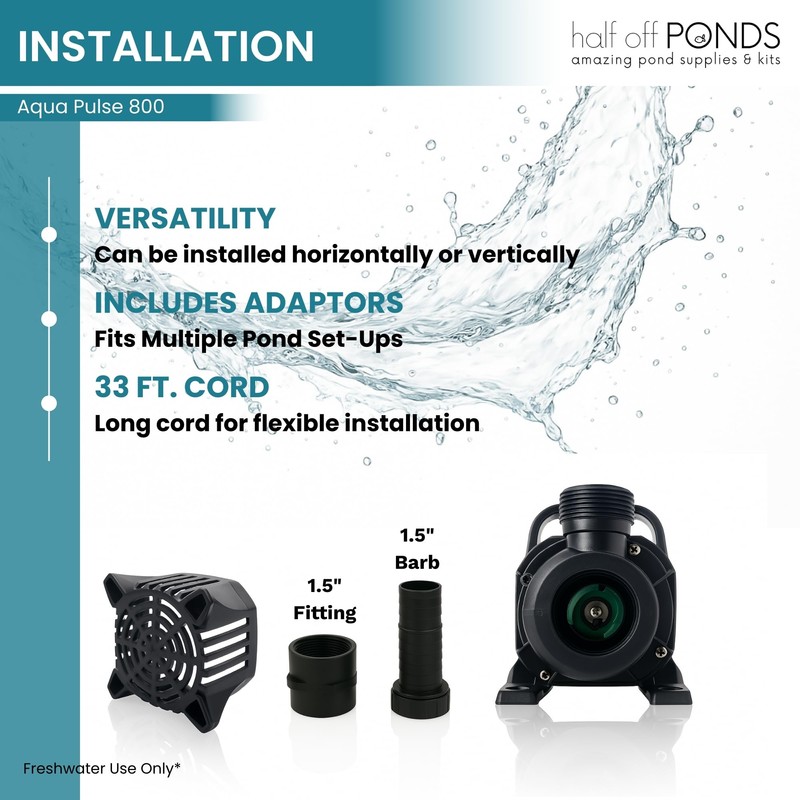 HALF OFF PONDS Submersible Water Pump, 800 GPH Pond Pump
