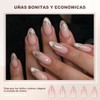 Uñas Postizas con Punta Francesa, Uñas Press on para Manos,
