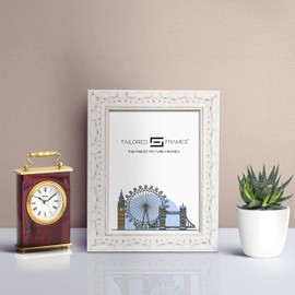 Tailored Frames Vienna White 10" X 8" Frame for 7" X 5" Picture | Rustic Style Vintage Single Picture Frame | Table Top & Wall Hanging Type | Photo Frame with White Mount