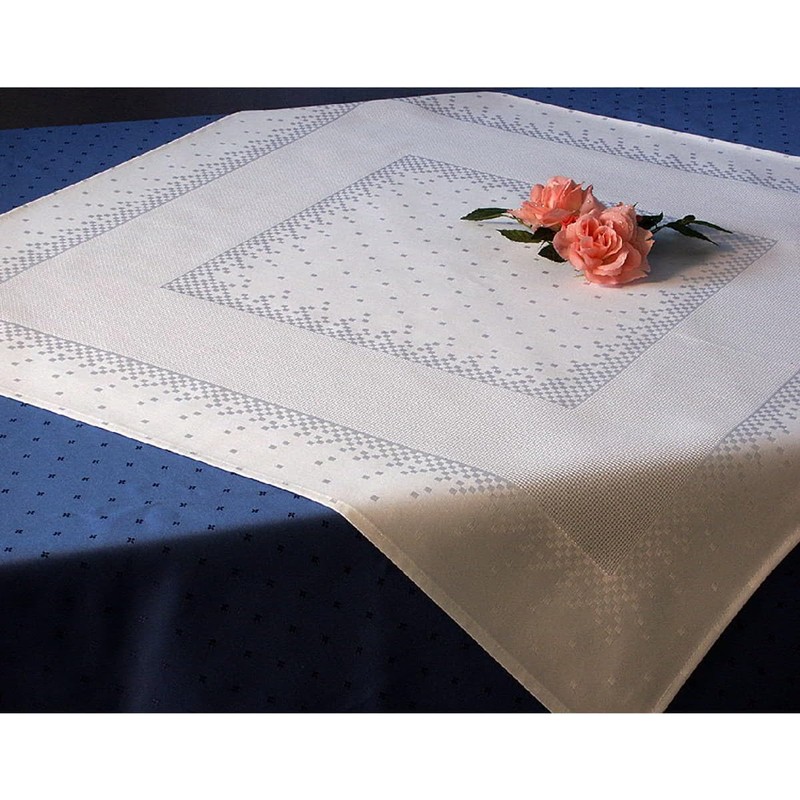 Hofer Yucca 661111 Damask Tablecloth with Aida Edge for Cross