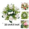 tyoungg 6 PCs Artificial Pink Rose Eucalyptus Pillar Candle Rings