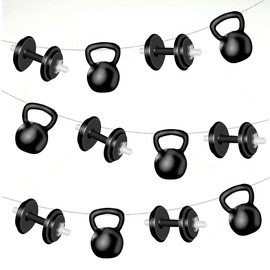 AK Giftshop Gym Weights Bunting Party Decorations - 12pcs / 2.5m Ribbon