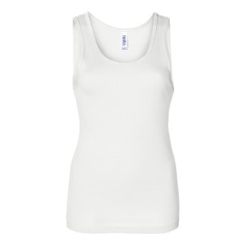 Bella Canvas Women's Sleeveless Softer Baby Rib Knit Tank Top, Wht, Medium