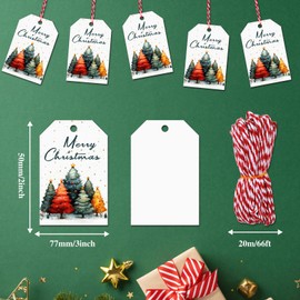 80Pcs Christmas Gift Tags with String Christmas Tags for Gifts Christmas Name Tags Xmas Christmas Tree Tags Merry Christmas Holiday Hanging Labels Gift Tags for Winter DIY Gift Party Favor Decor