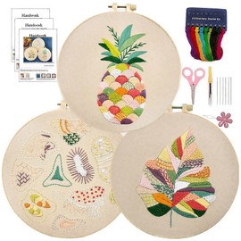 OYIWINMI Embroidery for Beginners, Embroidery Set for Beginners, Floral Pattern Plants, Embroidery Set Adults, Embroidery Set with Instructions and Tools, Cross Stitch Set for DIY Arts Crafts