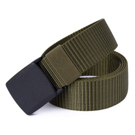 Mile High Life | Nylon Web Belt | Outdoor Military Belt | TSA Safe Buckle Plastic/Metal (Olive, 142CM)