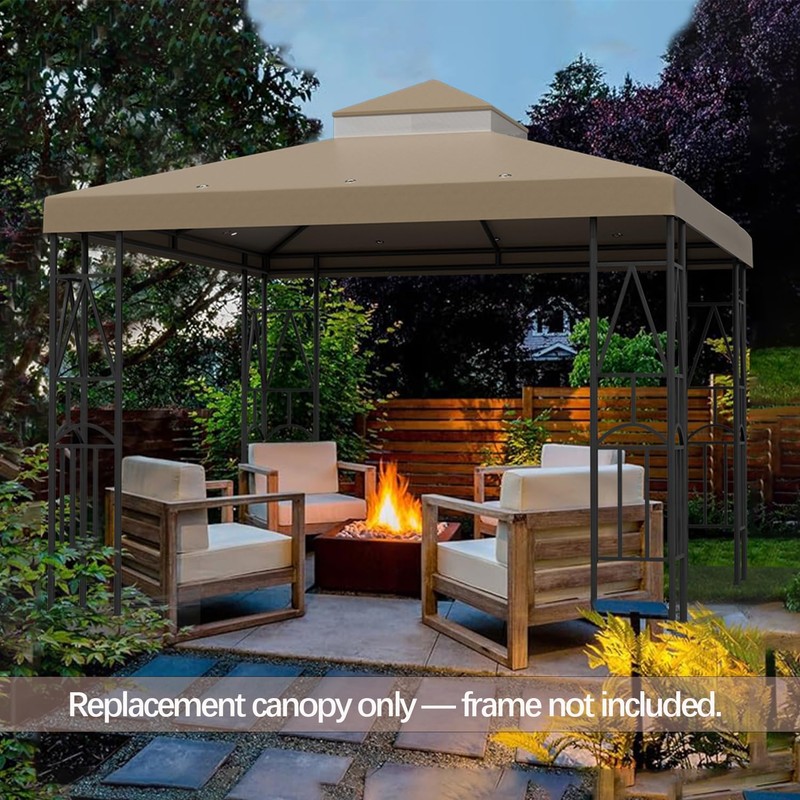 Morikoro 119''x119'' Canopy Replacement Top Double Tiered Gazebo Cover for