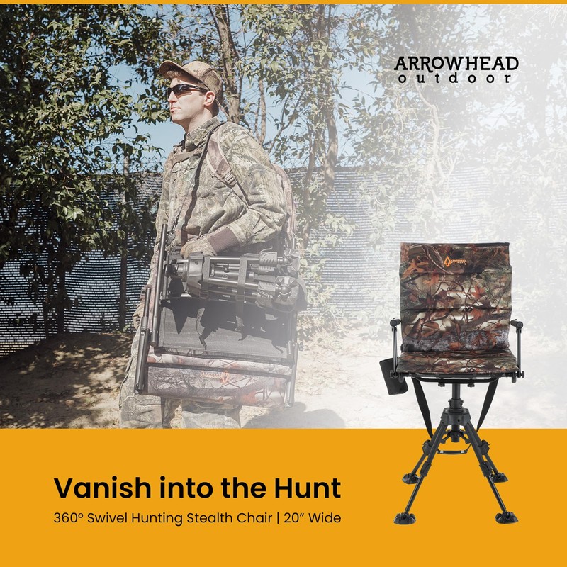 ARROWHEAD OUTDOOR Wide Folding 360° Hunting Swivel Blind Chair with