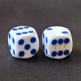 Bescon Professional Precision Dice Round Corner 9/16" (14.3mm) with Colorful Dots, Colored Dots Precision Backgammon Dice 14.3MM (White Dice with Blue dots)