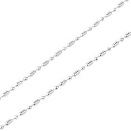 AREUM Ball Chain, Necklace, Chain Only, Fashionable Design, Popular, 0.1 inch (3 mm) Wide, Men's, Women's, Hypoallergenic Metal, Stainless Steel, Stainless Steel, No Gemstone