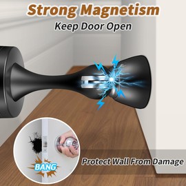 KOLAKO Magnetic Door Stopper, Black Door Stops, Wall Floor Mount Magnetic Door Catch Heavy Duty Soft Magnet Door Holder, Stainless Steel Oil Rubbed Magnetic Doorstops for Bottom of Door