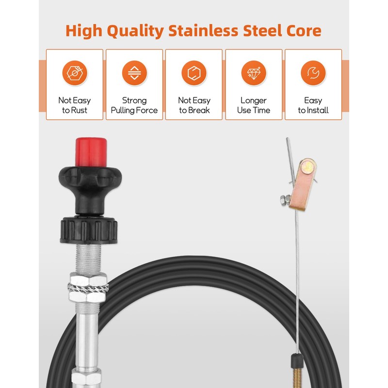 VCGTX10 10FT Heavy Duty Vernier Locking Throttle Cable, Adjustable Locking