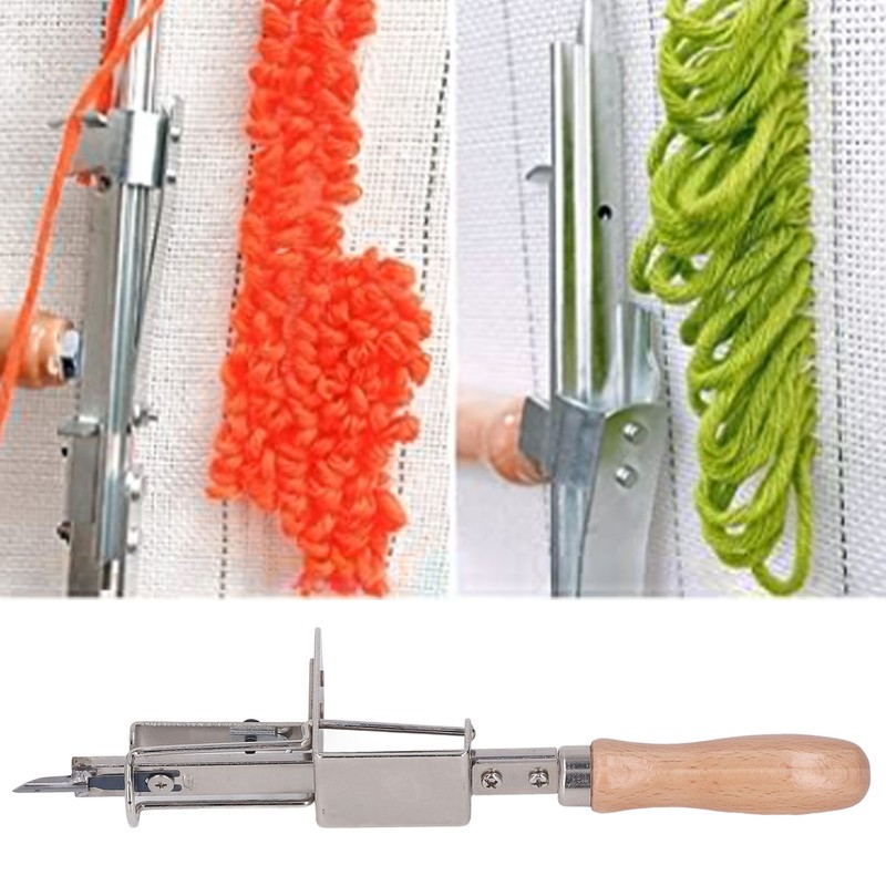 Hand Tufting Tool Wooden Handle Sturdy Metal Quick Flexible Operation
