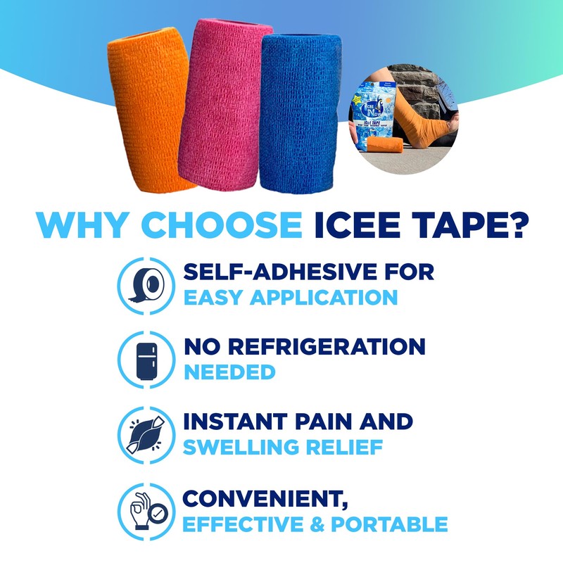ICEE Tape – Self-Adhering Compression Wrap, Instant Cooling Sensation, No