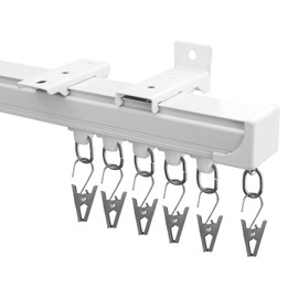 Hoeflife Curtain Track Ceiling Mount heavy duty sliding Curtains Tracks rails Rod System Room Divider with clips 6-9ft White