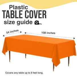 Exquisite 66% Thicker Premium Plastic Table Cloth Rectangle Table Cover 0.5 Mil 12 Pack Orange Table Cloth 54 Inch x 108 Inch Disposable Tablecloth Won't Tear Easily Like Cheap Thin Brands