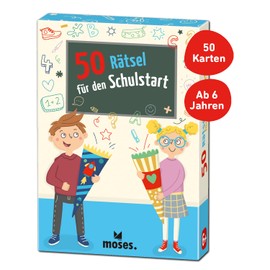 moses. 30248 50 Puzzles for Starting School, Children's Activity, Card Game, Yellow