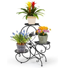 3-Tiers Metal Plant Stand Indoor, Heavy Duty Flower Pot Stands for Multiple Plant, Anti-Rust Iron Plant Pot Shelf, Stable Plant Holder, Ladder Plant Pot Holder for Living Room Patio Boho Home Decor for Gardening Visit the HLC Store