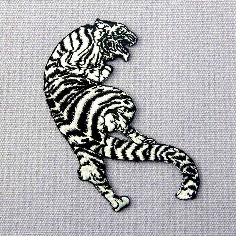 Tiger Patch The Roaring Striped White Tiger Applique Embroidered Iron