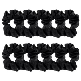 10 Pieces Satin Scrunchies Hair Elastic Bands Solid Hair Ties for Sleep Small Elastic Bobbles Women and Girls Headdress Accessories Decorations(Black)