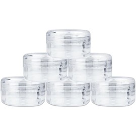 CUHZA Pack of 6 Transparent Empty Containers, 10 ml Empty Jar, Clear Jar, Cream Jar, Empty Cream Jar, Mini Tins, Cosmetic Containers, Travel Sample Containers, Used for Lip Balm, Lotio