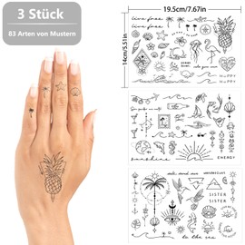 HOKYYCC 3 Sheets of Temporary Tattoos, Temporary Tattoos for 2 Weeks, Pack of 130 Adult Tattoos, 80+ Different Sea Themes, Fake Tattoo, Waterproof Tattoo Stickers, Suitable for Holiday Parties etc