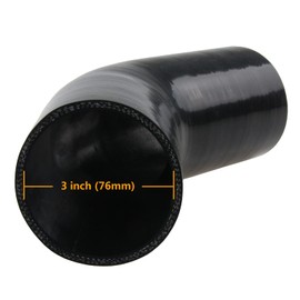 Ucreative 45 Degree Elbow ID: 3" (76mm) 4-Ply 5mm Thickness High Performance Silicone Hose Coupler with T-Bolt Clamp
