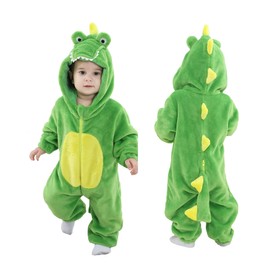 Doladola Baby Romper with Hood Flannel Winter Jumpsuit Costumes for Baby Boys Girls Cartoon Pyjamas, Crocodile